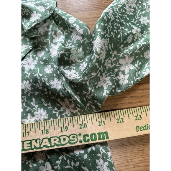 Ann Taylor Blouse Size Large Ruffles Long Sleeve Floral Lightweight Flowing City - Picture 5 of 10